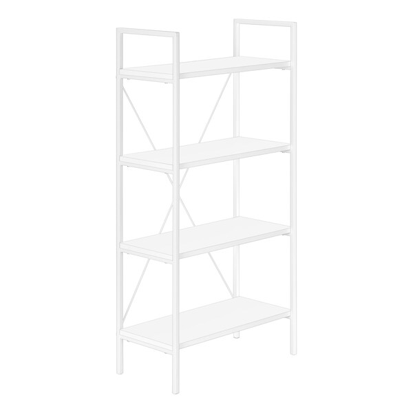 Monarch Specialties Bookshelf, Bookcase, 4 Tier, 48 in.H, Office, Bedroom, White Laminate, White Metal, Contemporary I 7801 - main